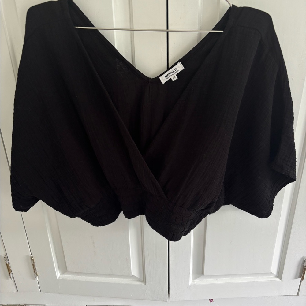 LAmade Black V-Neck Top